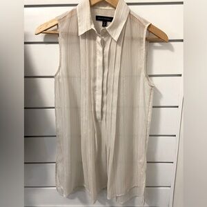 Banana Republic 🤍 sheer white top with gold weaving, size S